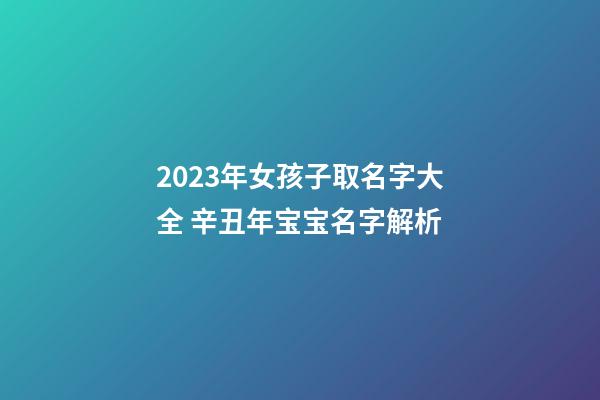 2023年女孩子取名字大全 辛丑年宝宝名字解析